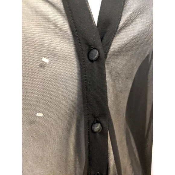 The Limited Black Mesh Beaded Blouse Sheer Button Up Gothic Whimsygoth XL - Picture 5 of 12